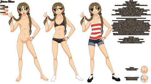 1girls ass braided_hair braided_twintails butt character_profile character_sheet clothed clothed_female female green_eyes information johanna_(rockcandy) light-skinned_female light_skin nude nude_female profile pussy rockcandy socks twin_braids twinbraids twintails