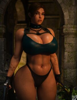 1girls 3d abs big_breasts breasts female gun guns lara_croft lara_croft_(cod) looking_at_viewer rude_frog thick_thighs tomb_raider voluptuous voluptuous_female