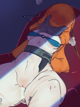 2d after_sex bean_bag bean_bag_chair belly belly_button blindfold blush bra breasts breath clothed clothing confusion covering_face cum cum_in_pussy cum_inside d: dark_room dress_lift dress_up faceless fear female female_focus female_only fox_ears genitals hand_on_cheek hands_behind_back hands_tied hidden_face hobin hoodie human indoors kaisa_bc_(hobin) light light_skin lighting long_sleeves oc open_clothes open_legs open_mouth original pants_down pussy raised_eyebrows restrained scar scar_on_leg scars shaking simple_background sitting small_breasts spread_legs thick_thighs tied_arms tied_up vaginal_penetration