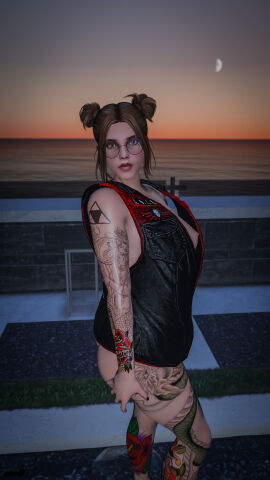 1girls amelia_waters ass blue_eyes breasts brown_hair female glasses grand_theft_auto grand_theft_auto_online grand_theft_auto_v hair_bun jacket jacket_open legs naked naked_female nipples nopixel nude nude_female nullinvoid pool poolside pussy standing tattoo tattoo_on_arm tattoo_on_belly tattoo_on_legs tattooed_arm tattoos thick_ass thick_lips thick_thighs thighs vagina
