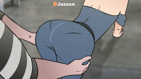 1boy 1girls all_fours animated ass ass_focus back clothed clothed_female female gif jazzon light-skinned_female light-skinned_male light_skin male no_sound on_knees prison_guard prisoner pussy ripped_clothing ripping_clothing uncensored vagina