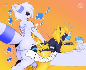 anthro ass balls beverage big_ass big_balls big_breasts big_butt black_body black_fur blue_eyes blue_nose blue_tongue bodily_fluids bottle bottle_cap breast_rest breasts bridge_piercing castille_baker_(zeddkatt) circle_(marking) claws container cross_piercing cum cum_inside cumshot digital_media_(artwork) doggy_style duo ear_piercing eeveelution ejaculation english_text facial_piercing felid feline female female_penetrated from_behind_position fur furniture generation_2_pokemon generation_7_pokemon genital_fluids genitals glitch hair hand_on_table hip_grab huge_balls humping hyper hyper_balls hyper_genitalia jewelry kureto male male/female male_penetrating male_penetrating_female mammal markings nikita_sakimoto_(zeddkatt) nintendo nose_piercing nude onomatopoeia open_mouth penetration penile penis piercing pokemon pokemon_(species) pussy ring_piercing sex simple_background smile sound_effects standing standing_doggystyle standing_sex tail teeth text thick_thighs tongue umbreon vaginal_penetration white_body white_fur