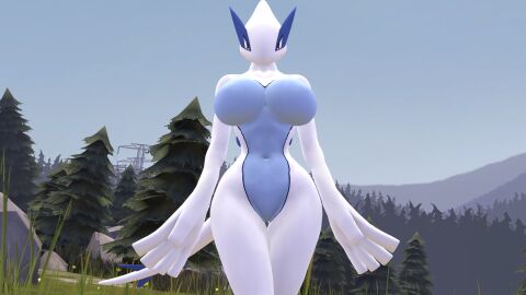 1girls 3d anthro dnrud12 female legendary_pokemon lugia nintendo pokemon pokemon_(species) pokémon_(species)
