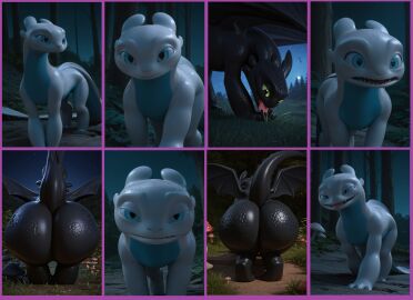 ai_generated ass how_to_train_your_dragon male/female night_fury nubless toothless