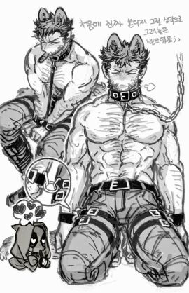 2boys abs alternate_costume animal_ears arm_hair bara belt big_bad_wolf_(cosplay) blush bondage chain_leash chains chest_hair cigar closed_eyes collar cosplay couple deadpool deadpool_&_wolverine_(2024) dishing facial_hair finger_to_mouth gay gloves greyscale hairy halloween halloween_costume heart heart-shaped_pupils hood hood_up kneeling large_pectorals leash little_red_riding_hood_(copyright) little_red_riding_hood_(cosplay) looking_at_another male male_focus male_only marvel marvel_cinematic_universe marvel_comics mask mature_male monochrome mouth_hold multiple_boys multiple_males muscular muscular_male mutant_(marvel) mutate_(marvel) nipples open_mouth pants pectorals restrained short_hair sigh sitting spoken_heart sweatdrop symbol-shaped_pupils tail teeth topless_male translation_request veins veiny_arms wolf_boy wolf_ears wolf_tail wolverine_(x-men) x-men yaoi