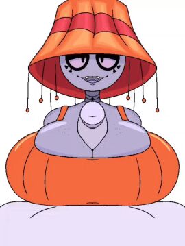 1boy 1girls 2d 2d_(artwork) 2d_animation 2d_artwork 3:4 animated animated_gif balls beat_banger big_breasts big_penis boobjob breasts clothed_female_nude_male female female_focus gif huge_breasts huge_cock lampshay male male_pov orange_shirt paizuri paizuri_under_clothes penis purple-skinned_female purple_skin straight toriel_beat_banger vertical_video