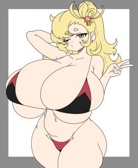 1girls alternate_body_type alternate_breast_size bikini breasts curvy female gigantic_breasts huge_breasts inakotho one_eye_closed piper_wheel tagme thick_thighs v wide_hips zenless_zone_zero