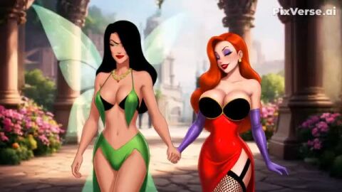 ai_generated dc dcau ibnalxuffasch94 jessica_rabbit kissing large_breasts red_hair tagme talia_al_ghul talia_al_ghul_(dcau) video yuri