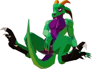 3d anthro claws female genitals hi_res horn humanoid kobold kobold_dellarte kret low_poly nude presenting pussy reptile scalie smile solo spread_legs spread_pussy spreading tail transparent_background