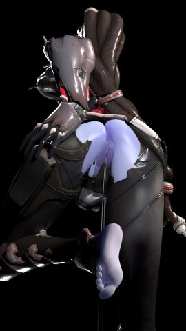 1girls 3d ass blue_skin cum dripping_cum feet female female_focus female_only male overwatch penis pussy pussy_juice pussy_juice_drip toes veiny_penis widowmaker