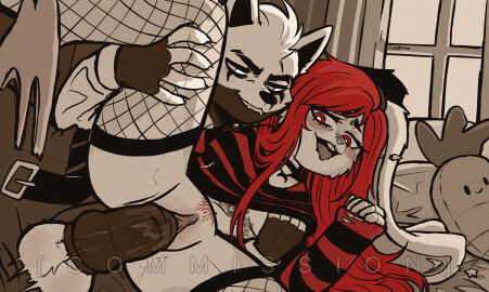 animal_genitalia animal_penis anthro bedroom bedroom_sex belt belt_buckle big_penis bite biting_lip biting_own_lip blush bodily_fluids bottomwear breasts briar_monroe canid canine canis carrot_plushie choker clothed clothing clothing_around_one_leg duo ear_piercing emo_haircut equine_genitalia equine_penis facial_piercing female fishnet_clothing fishnet_legwear freckles fur gauged_ear genital_fluids genitals hair hi_res hybrid_genitalia hybrid_penis interspecies jewelry knot knotted_equine_penis legwear lip_piercing male male/female mammal medial_ring nagetier_pock necklace open_belt open_bottomwear open_clothing open_pants panties panties_around_one_leg panties_down pants partially_clothed penetration penis piercing plushie pubes pussy red_eyes red_hair size_difference snakebite_piercing sweater tongue tongue_out topwear under_boob underboob_tattoo underwear underwear_around_one_leg underwear_down vaginal_fluids vaginal_penetration vulf_(vulf-sama) white_eyes white_hair window wolf