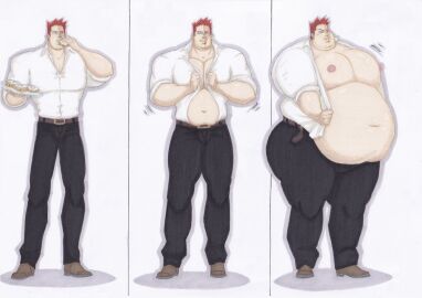 ass boku_no_hero_academia donuts double_chin eating eating_food endeavor_(boku_no_hero_academia) endeavor_(my_hero_academia) fat_ass fat_belly fat_butt fat_fetish fat_gain fat_male fat_thighs fit fit_to_fat loose_belt male male_only moobs my_hero_academia nipples pecs pectorals prisonsuit-rabbitman red_hair scar scar_across_eye scar_on_face spiky_hair tight_blouse tight_clothes tight_clothing tight_pants weight_gain