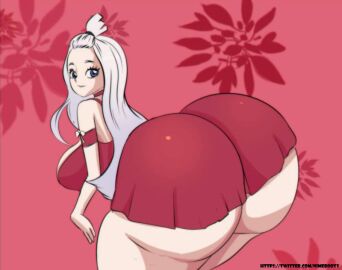 ass bubble_ass bubble_butt clothed dress fairy_tail female mirajane_strauss showing_ass standing white-haired_female white_hair