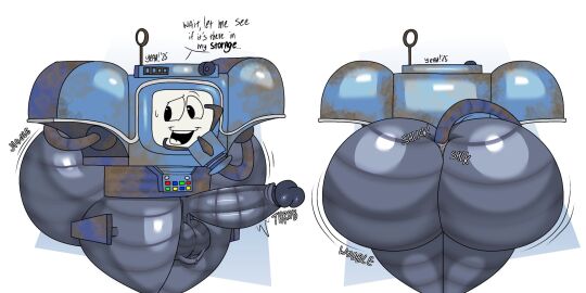 2025 ass balls big_ass big_butt circumcised dialogue dirt emanata english_description english_text erection fallout genitals hand_on_ass hand_on_butt hi_res humanoid_genitalia humanoid_penis looking_back machine male male_only microsoft not_furry objectdicks open_mouth penis rear_view robot screen screen_face scrotum scrotum_flap securitron_(fallout) side_view simple_background solo sound_effects standing text thick_thighs white_background yes_man_(fallout)