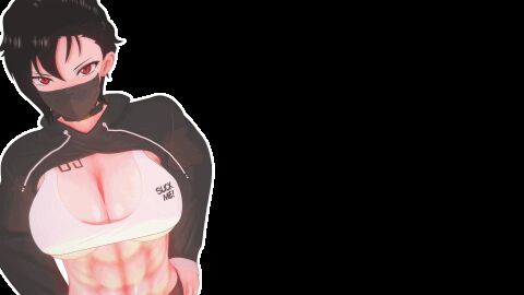 1080p 1girls 3d animated bouncing_breasts breasts female mask short_hair snats solo tattoo transparent_background twisted_world_(game) wallpaper white_outline