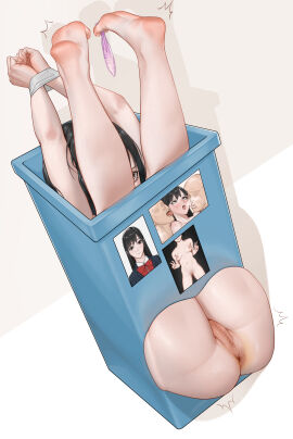 1girls abducted anus arms_above_head ass asshole bad_end bad_ending bangs barefoot bondage captive captured censored censored_genitalia censored_pussy condom condom_tied_to_toes cumdump cumdumpster duct_tape exposed exposed_pussy exposure feet feet_fetish female female_focus female_only femsub foot_fetish forced_exposure forced_prostitution helpless hostage imminent_rape kidnapped long_hair naked naked_female nude nude_female oc original original_art original_artwork original_character peril photo photo_(object) photography picture pixelated pixelated_genitalia pixelated_pussy predicament prostitution pussy restrained soles soles_fetish solo submissive submissive_female tagme tape tape_bondage thighs toes trash_can used_condom vulnerable xiaoyu