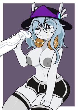 1boy 1boy1girl 1girls 2025 areolae belly_button big_penis black_eyes black_fedora black_hat black_shorts black_stripes blue_hair breasts commission cum cum_on_face cum_string dolphin_shorts eyebrows eyebrows_visible_through_hair fedora female female_focus glasses hand_on_own_thigh handjob hat headphones headphones_around_neck holding_penis inverted_nipples looking_at_penis male medium_breasts nipples offscreen_character offscreen_male one_eye_closed partially_clothed partially_clothed_female penis penismaster48 purple_background purple_headwear roblox roblox_avatar robloxian short_hair short_shorts shorts simple_background sitting stomach stripe thick_thighs thighhighs thighs topless topless_female valkyrie_helm veiny_penis white_skin white_thighhighs