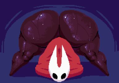 3d ass big_ass bug bug_girl dark-skinned_female dark_skin female highres hollow_knight hollow_knight_(franchise) hornet_(hollow_knight) no_artist_signature no_source red_scarf simple_background spinneborg twerking