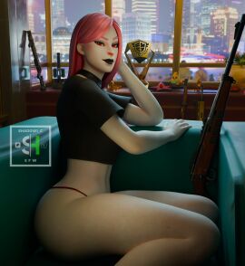 fortnite haze_(fortnite) pink_hair seductive_look shadow1_c thick_thighs