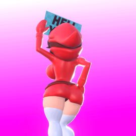 3d 3d_animation animated ass ass_focus ass_shake big_ass big_breasts black_panties breasts brown_hair busty distortingreality facing_away female hip_sway mario_(series) panties shy_gal shy_gal_dance_(minus8) sign stockings upskirt