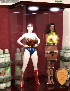 3d bound bound_arms bound_legs breast_bondage breasts completely_nude dc dc_comics diana_prince female mannequin nude nude_female thejpeger trophy_case wonder_woman wonder_woman_(series)