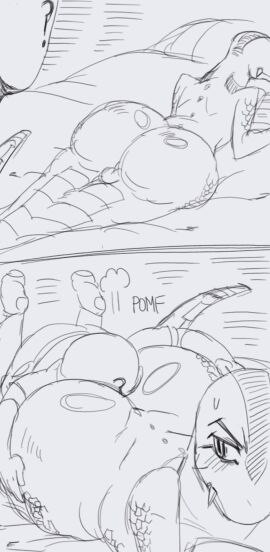 anthro balls bed duo english_text face_in_ass furniture genitals hi_res human itemfunk lizard male male/male mammal nude reptile scalie text