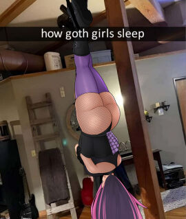 1girls ass english_text escriba female female_only fishnet_legwear fishnets goth goth_girl high_resolution indie_virtual_youtuber latam_virtual_youtuber meme neneefthy original skirt solo text thighhighs thighs upside-down very_high_resolution virtual_youtuber vtuber vtuberfanart