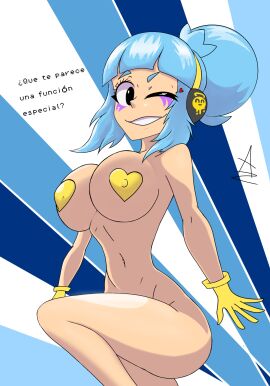 1girls ankeitan blue_hair brawl_stars female full_body janet_(brawl_stars) popstar_janet supercell