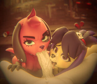 3d_(artwork) absurd_res alternate_version_at_source animal_crossing anthro blender_(artwork) bodily_fluids bovid canid canine caprine cherry_(animal_crossing) collaborative collaborative_fellatio collaborative_oral collaborative_sex cum cum_in_mouth cum_inside cum_on_snout cum_on_tongue digital_media_(artwork) fellatio female ffm ffm_threesome genital_fluids genitals goat group hi_res isabelle_(animal_crossing) licking licking_cum looking_at_another looking_at_partner looking_at_viewer male male/female mammal nintendo oral penile penis penis_lick racoum relsei_(ralsei746) sex tongue trio