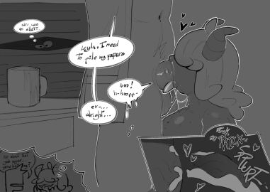 1boy 1girls blowjob character_request cum english_text female heart hearts insanatron male mug penis penis_in_mouth spurt tagme_(artist) text tongue