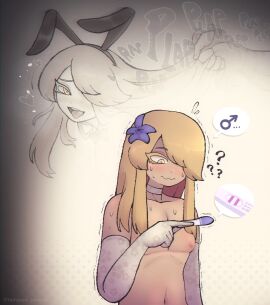 1boy 2koma ? ??? after_sex basedbinkie blonde_hair blush borrowed_character bunny_ears chivalry_starved choker confused fake_animal_ears fake_rabbit_ears femboy flower_in_hair gay gay_sex hair_pull heart heart-shaped_pupils hearts_around_head holding_object implied_anal impregnation long-haired_male long_gloves long_hair long_sidelocks lucien_(basedbinkie) male male_only male_pregnancy male_symbol one_eye_covered open_mouth original original_character plap positive_pregnancy_test pregnancy pregnancy_test pregnant pregnant_male question_mark shirtless_male sweat tempura_person tongue tongue_out trembling twink twitter_username wavy_mouth yaoi yellow_eyes
