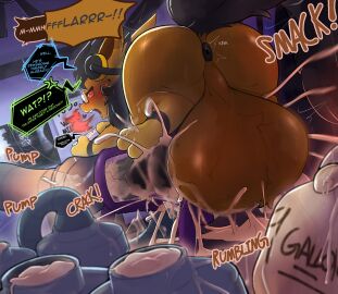 animal_genitalia animal_penis black_body black_fur blush bodily_fluids canine_genitalia canine_penis cross-popping_vein cum dialogue eeveelution erection exclamation_point femboy feral fermusieboir4 flareon fur gay gay_anal gay_male gay_sex generation_1_pokemon genital_fluids genitals hi_res homosexual homosexual_male homosexual_sex knot male male/male male_flareon male_only male_penetrated male_penetrating male_penetrating_male multicolored_body multicolored_fur nintendo open_mouth penis pokemon pokemon_(species) quadruped sex_toy sheath solo solo_male speech_bubble text yaoi yellow_body yellow_fur