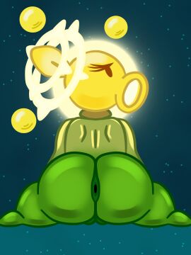 3:4 absurd_res anthro anus ass digital_media_(artwork) electronic_arts elemental_creature elemental_humanoid female flora_fauna genitals green_body hi_res humanoid jonathefur20 looking_at_viewer mature_female not_furry nude peashooter_(pvz) plant plant_humanoid plants_vs._zombies plants_vs_zombies popcap_games solar_pea_(pvz) solo
