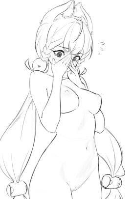 alice_thymefield breasts female hectorrambito navel nervous nude nude_female pussy rabbit_ears tummy uncolored zenless_zone_zero