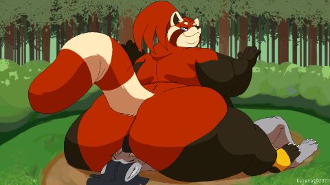 akai animated anthro anthro_only crushing_tiny_person fat female furry_male kazecat male obese obese_female overweight ssbhm