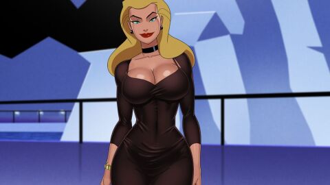 1girls 2d batman:_the_animated_series batman_(series) big_breasts blonde_hair bracelet choker cleavage clothed clothed_female color dc_comics dcau dress earrings female female_only full_color green_eyes huge_breasts large_breasts light-skinned_female light_skin looking_at_viewer non-nude selina_kyle smile solo sunsetriders7 tagme