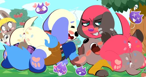 absurd_res angry angry_sex animal_crossing anthro anus ass being_watched blonde_hair blush bodily_fluids bonbon_(animal_crossing) bottomless canid canine canis cherry cherry_(animal_crossing) cherry_tree closed_eyes clothed clothing cum cum_in_ass cum_inside cunnilingus daisy_(animal_crossing) deer deirdre_(animal_crossing) domestic_cat domestic_dog emoji facesitting felid feline felis female female/female food fruit fruit_tree furry gaping gaping_anus genital_fluids genitals group hair hi_res hooves koala lagomorph leporid looking_at_another looking_back male mammal marsupial merry_(animal_crossing) nervous nintendo nintendo_switch open_mouth oral outside penis plant presenting presenting_anus presenting_hindquarters presenting_pussy pussy rabbit sex sleep_sex sleeping tree tribadism vaginal_fluids vaginal_penetration villager_(animal_crossing) vombatiform weirdkoaladream yuka_(animal_crossing)