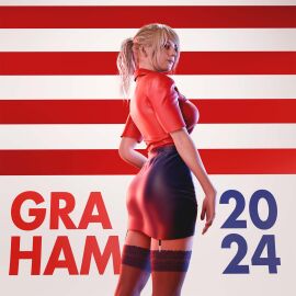 3d 3d_(artwork) ashley_graham ashley_graham_(ella_freya) ass ass_focus back_view big_ass blonde_hair dress_shirt female garter_straps ponytail resident_evil resident_evil_4 resident_evil_4_remake skirt stockings thiccboysteven tight_clothing