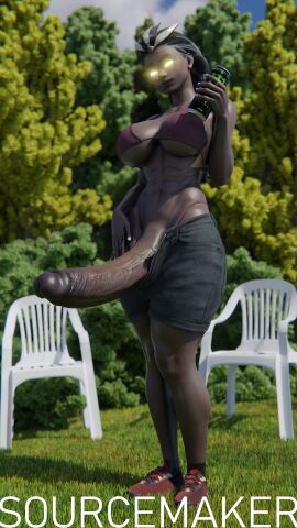 3d erect_penis futa_only futanari illari_(overwatch) intersex long_penis monster_energy overwatch overwatch_2 penis sourcemaker