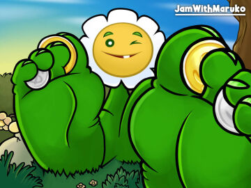 1girls anthro anthrofied ass breasts coins feet female flora_fauna flowe flower_girl foot_fetish marigold_(pvz) maruko plant plant_girl plant_humanoid plantie plants_vs._zombies plants_vs_zombies popcap_games pussy