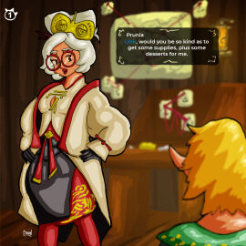 breasts ediun female glasses link link_(tears_of_the_kingdom) nintendo nintendo_switch purah purah_(tears_of_the_kingdom) round_glasses sequence tears_of_the_kingdom the_legend_of_zelda the_legend_of_zelda:_tears_of_the_kingdom weight_gain