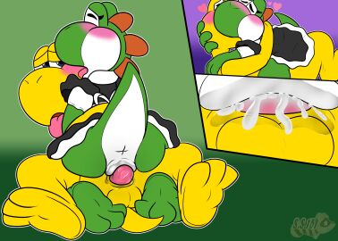 1boy 1girls couple cowgirl_position cum feet female kissing koopa koopa_troopa maid_outfit male male/female mario_(series) melon orgasm paws s151 sex starany156 yoshi