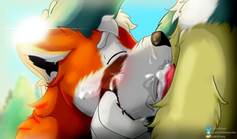 ailurid animal_genitalia animal_penis anthro anthro_on_anthro anthro_penetrated anthro_penetrating anthro_penetrating_anthro assisted_fellatio assisted_oral avian balls balls_deep bird blue_body blue_feathers blush bodily_fluids breath_of_the_wild close-up closed_eyes cum cum_drip cum_in_mouth cum_inside cum_on_face deep_penetration deep_throat dripping duo erection face_grab fallofdusty feathered_wings feathers fellatio fin_(fallofdusty) forced_oral forest forest_background fur genital_fluids genitals hand_on_head head_grab hi_res holding_head male male/male male_penetrating mammal messy multicolored_body multicolored_feathers multicolored_fur nature nature_background nintendo oral oral_penetration orange_body orange_fur orgasm outside penetration penile penile_penetration penis penis_in_mouth plant red_panda revali rito rough_oral sex side_view signature simple_background sky submissive submissive_male the_legend_of_zelda tree white_body white_fur wings