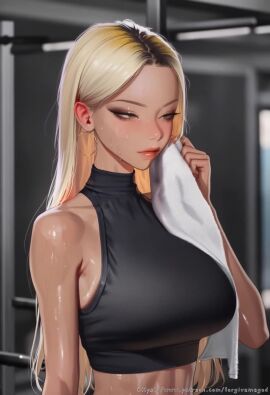 ai_generated blonde_hair clothed dark_skin fart leggings roots_(hair) scat tagme video