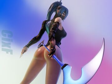 3d big_breasts bottomless breasts cixf epic_games female fortnite from_behind_position hope_(fortnite) shadow_blade_hope_(fortnite) tagme thick_thighs