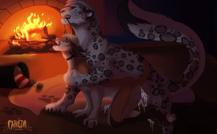 all_fours alperion anal anal_sex animal_genitalia animal_penis anthro anthro_on_feral anthro_penetrated anus ass balls bodily_fluids caracal caracal_(genus) carpet claws clenched_teeth collar collar_only cottage cum cum_in_ass cum_inside digital_drawing_(artwork) digital_media_(artwork) duo eager felid feline feline_genitalia feline_penis feral feral_on_top feral_penetrating feral_penetrating_anthro fireplace footprint from_behind_position fur genital_fluids genitals grey_body grey_fur inside kazik_feral larger_feral larger_male leash leash_pull leashed_collar looking_pleasured makeda-tlk male male/male male_penetrated male_penetrating male_penetrating_male mammal markings mounting nude open_mouth orange_body orange_fur orgasm orgasm_face pantherine pawpads pawprint paws penetration penis raised_tail romantic romantic_ambiance sex sheath signature size_difference smaller_anthro smaller_male smaller_penetrated snow_leopard spots spotted_body spotted_fur tail teeth white_body white_fur zoophilia