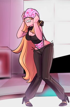 atomic_wedgie blonde_hair calzonchino calzónchino cynthia_(pokemon) panties pink_panties pokemon pokemon_dppt wedgie wedgied_female