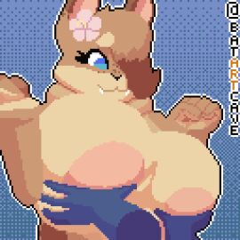 1:1 2021 5_fingers accessory animated anthro areola batartcave big_breasts blinking blue_eyes bouncing_breasts breast_fondling breast_play breast_squeeze breasts dewlap_(anatomy) digital_media_(artwork) disembodied_hand domestic_rabbit duo female female_focus fingers flemish_giant flower flower_in_hair fondling furry hair_accessory hair_over_eye hand_on_another's_breast hand_on_breast hazel_(shakotanbunny) huge_areolae huge_breasts lagomorph leporid mammal one_eye_obstructed original original_character oryctolagus pixel_(artwork) pixel_animation pixel_art plant rabbit solo_focus squeezing