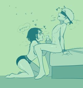 1boy 1girls blindfold blowjob cum_in_mouth cute_expression cute_male female gentle_femdom good_boy heart hi_res male malesub oc open_mouth oral penis quivering seemingly_dreaming straight straight_sex tongue tongue_out