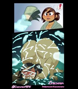 2021 2koma 5_fingers 5_toes after_anal arm_support artist_name ass ass_up before_and_after bent_arm big_ass big_butt big_eyes biped black_eyes blue_body blue_glans blue_penis blush bodily_fluids breasts brown_eyebrows brown_hair chickpea cleavage closed_smile clothed clothed_female clothed_human clothed_to_nude clothing comic cum cum_covered cum_from_ass cum_in_ass cum_inside cum_on_arm cum_on_ass cum_on_back cum_on_butt cum_on_face cum_on_ground cum_on_hand cum_on_leg cumshot dark_hair digital_drawing_(artwork) digital_media_(artwork) disembodied_penis ectoplasm ejaculation exclamation_point eye_roll eyebrow_through_hair eyebrows feet female fingers gangbang genital_fluids genitals ghost ghost_sex glans gradient_background green_clothing green_jacket green_topwear group group_sex hair hair_bun half-closed_eyes heart_eyes heart_symbol heavy_blush hi_res holding_money holding_object huge_ass huge_butt human humanoid_feet humanoid_genitalia humanoid_hands humanoid_penis jacket jewelry light_body light_skin lips looking_at_money looking_at_object looking_pleasured lying male male/female mammal mature_female mature_human messy milf money mostly_offscreen_character mouth_closed narrowed_eyes necklace nude nude_female nude_human offering_money on_front orgasm penis pink_heart pink_lips plantigrade prostitution sex shadow sharon_mcgee shirt short_hair simple_background smile speech_bubble spirit tan_body tan_breasts tan_skin text the_ghost_and_molly_mcgee thick_thighs toes topwear translucent translucent_body translucent_hair translucent_penis url white_clothing white_shirt white_speech_bubble white_topwear